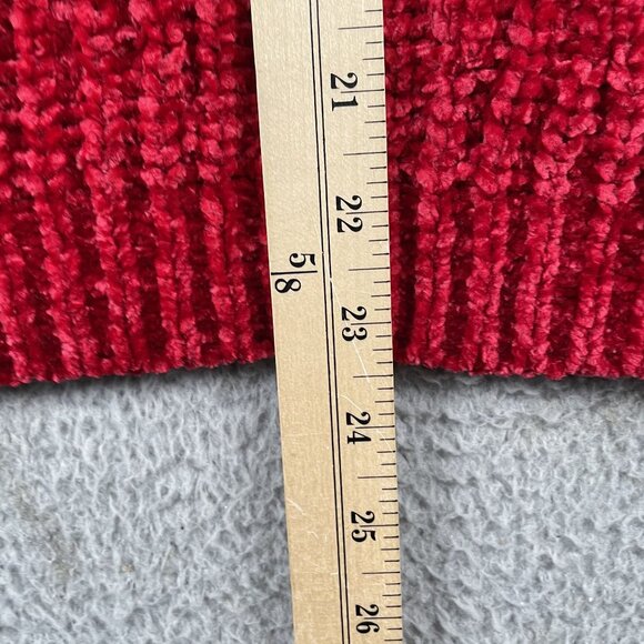 Talbots Chenille Sweater Womens Small Red Ribbed Pullover Winter - Picture 6 of 7